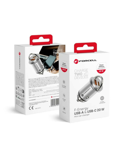 FORCELL F-ENERGY Mini chargeur de voiture Type C PD20W + USB QC3.0
