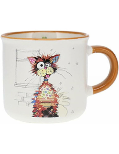 KIUB Mini mug timbale expresso avec des animaux - motif chat  Ziggy- Hauteur 6,5CM - porcelaine fine