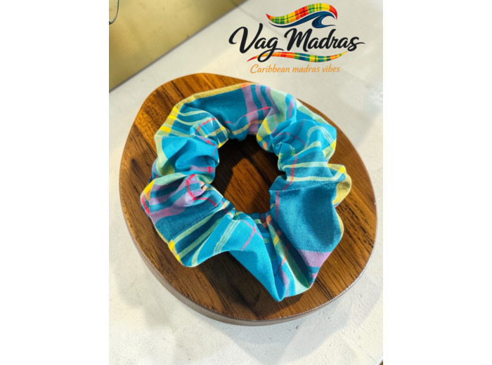 Chouchou / scrunchie en tissu madras multicolore (neuf)