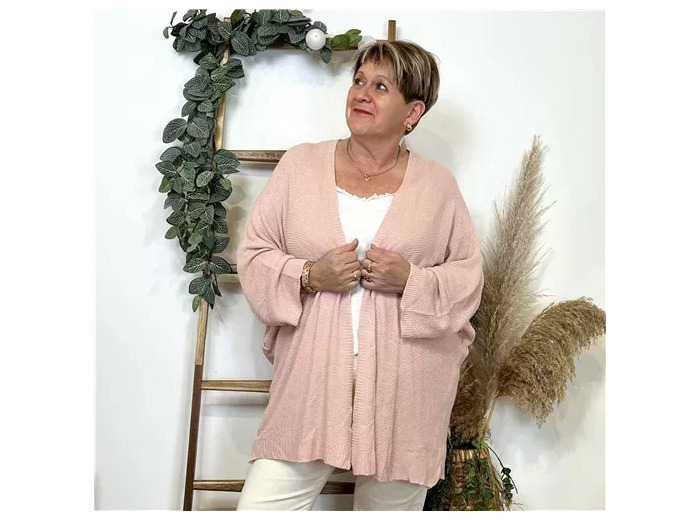 Z164- Gilet Maille Nid d abeille (Gt) (rose pâle)