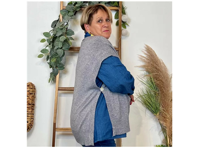 K122- Pull sans manches (Tu) (gris)