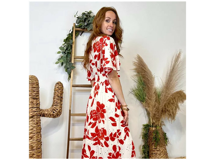 K140- Robe longue "Coton" Maëlle (T36-T40) (ecru)