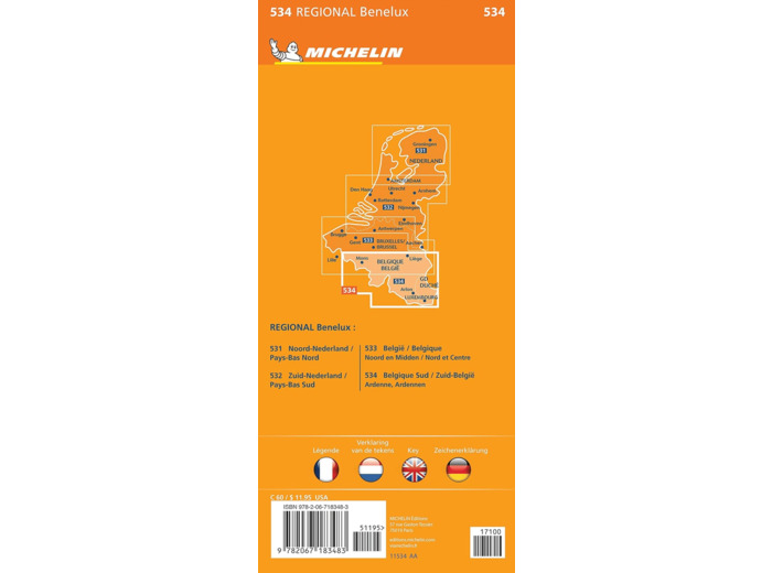 CARTE REGIONALE BELGIQUE SUD/ZUID-BELGIE - ARDENNE/ARDENNEN