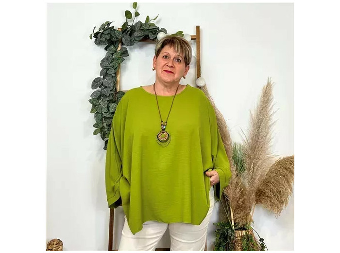 Z328- Tunique unie Collier Curvy (vert anis)