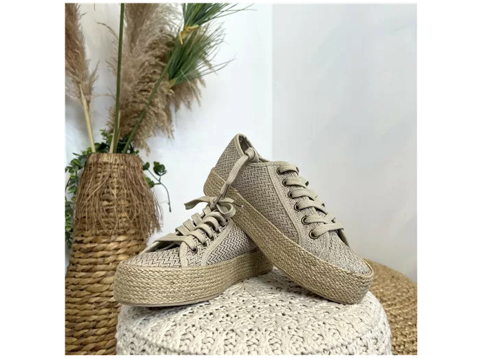 R473- Tennis Lacets texturée (T36-T41) (taupe)