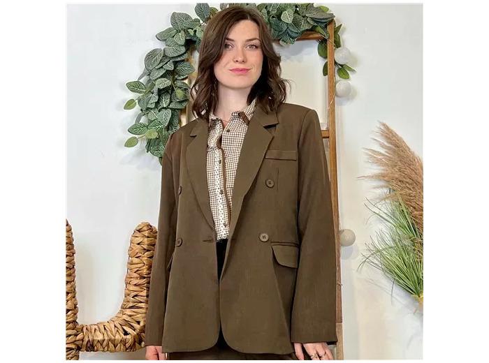 K034- Blazer oversize, ample "So Sweet" (T36-T40) (marron)