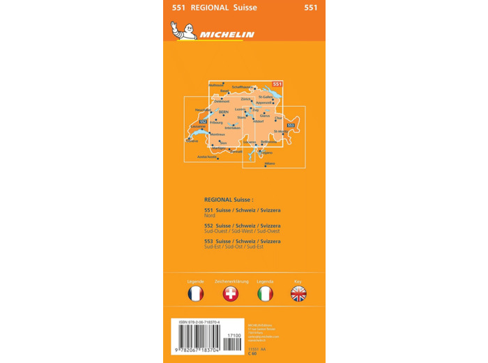 CARTE REGIONALE SUISSE / SCHWEIZ / SVIZZERA - NORD