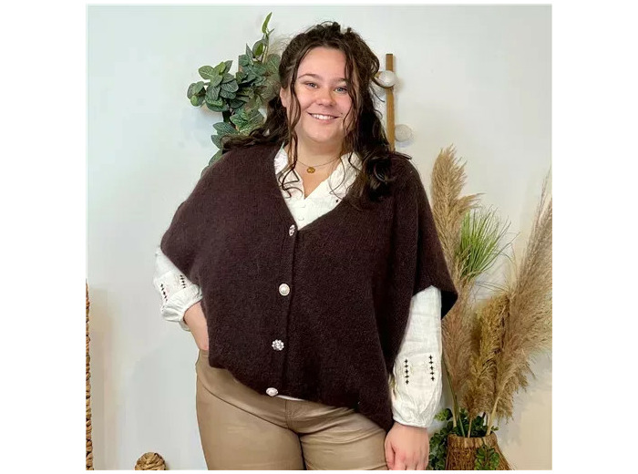 Z143- Gilet boutons fantaisies (Gu) (marron)