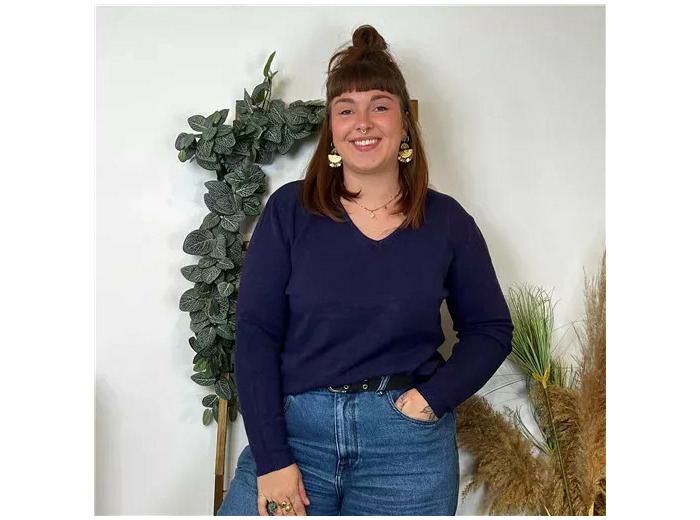Y259- Pull Laine Cachemire "Tricotonic" (les T34&48) (marine)