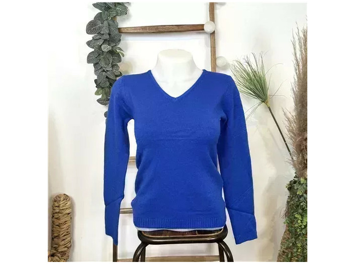 Y248- Pull Laine Cachemire "Tricotonic" (les T36&40) (bleu royal)