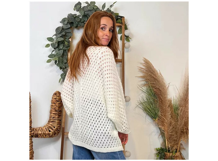 K106- Pull maille ajourée (Tu) 🇮🇹 (ecru)