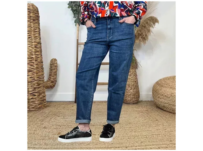 N021- Jean Mom-Fit (T36-T44) (denim foncé)