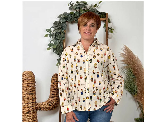 K072- Blouse Season "Animaux" 🐶 (ecru)