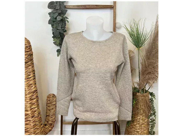 Y256- Tricotonic Col rond les T38 & 42 (taupe)