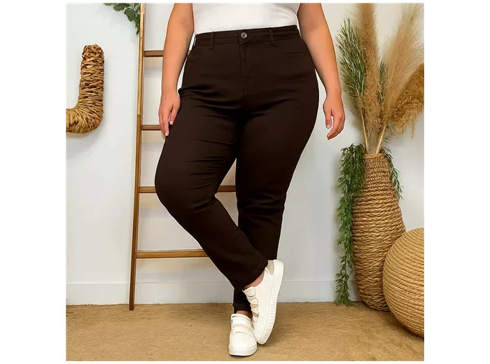 N012- Jean coupe Slim Voggo (T42-T52) (marron)