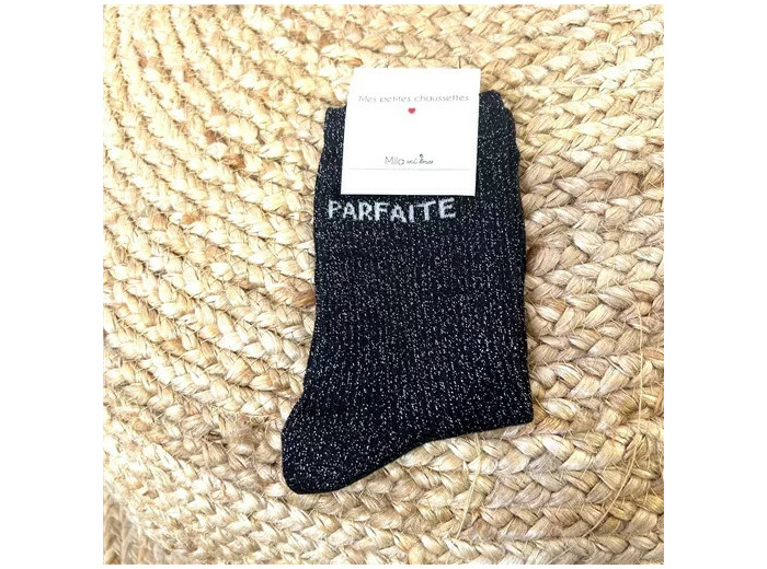 V313- Chaussettes paillettes "Parfaite" (noir)