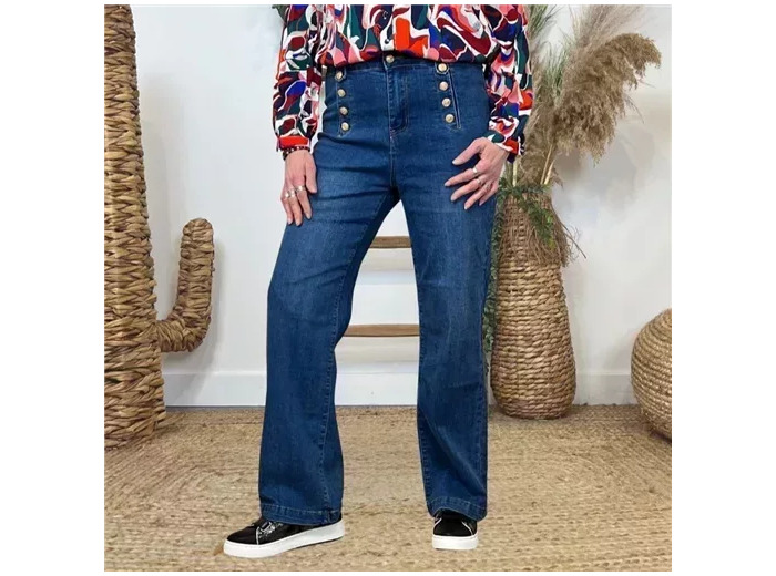 N031- Jean Flare Officier (T36-T44) (denim foncé)