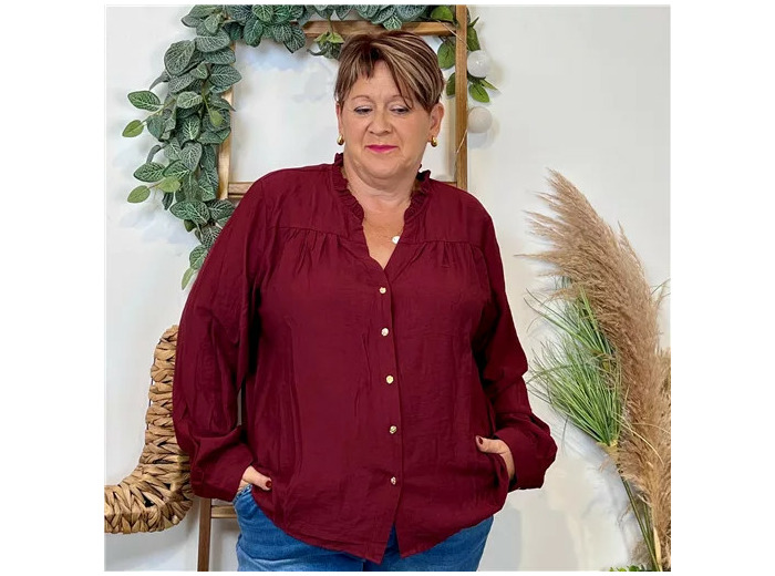K063- Blouse Unie "Z-One" (T40-T48) (bordeaux)