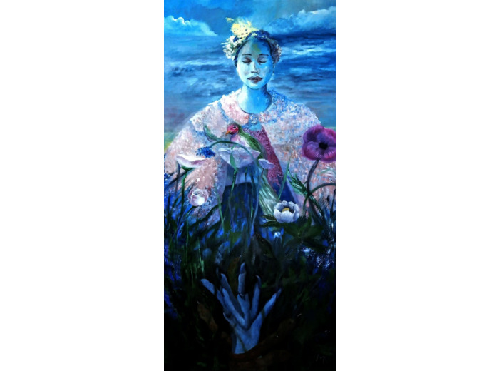 Adversite Et Serenité  Huile Sur Bois Martine Maudet