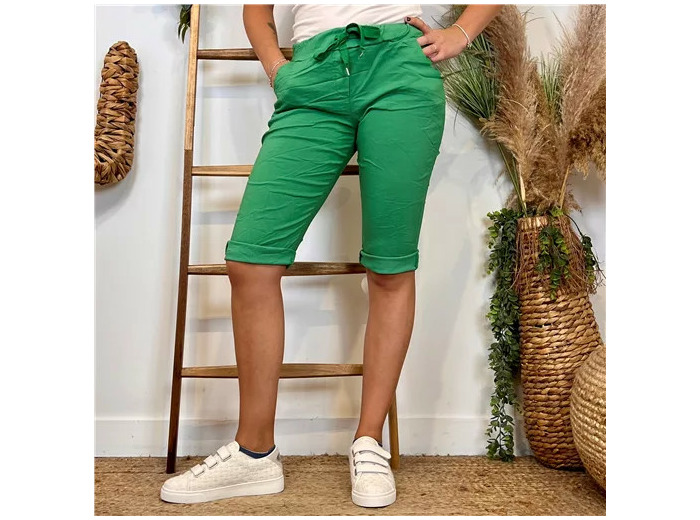 L729- Bermuda Coton Stretch (Tu) (vert brésil)