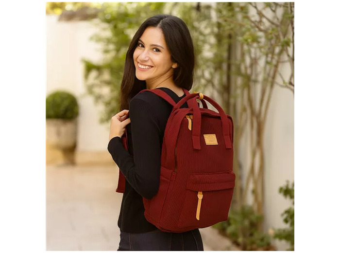 P399- Sac à dos "Velour" Flora & Co (bordeaux)