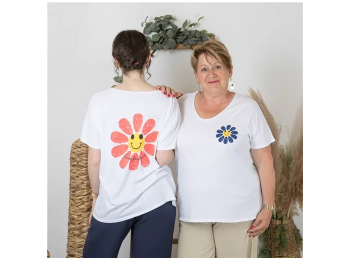 K171- T-shirt "Marguerite (Tu) 🇮🇹 (corail)