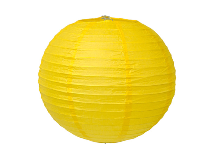 Lampion en papier de soir de 25 cm de diametre jaune