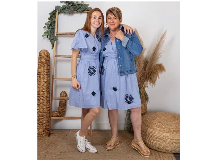 K304- Robe « Maëlle » 🌼 (T36-T40) (bleu indigo)