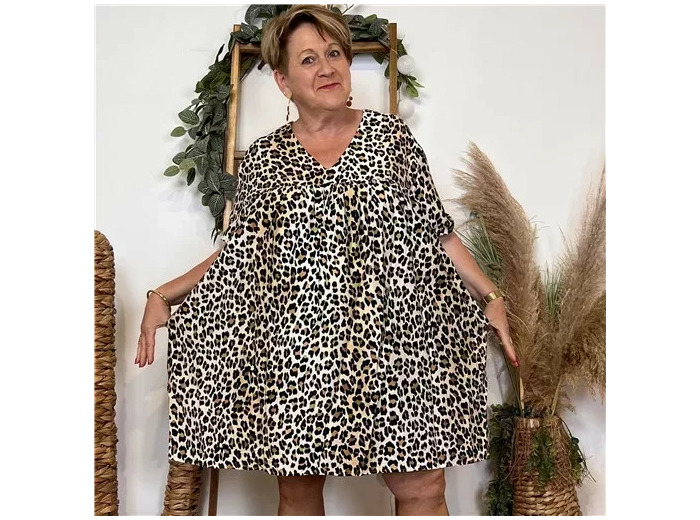 K144- Robe-Short Imprimée (T40-T48) (noir)