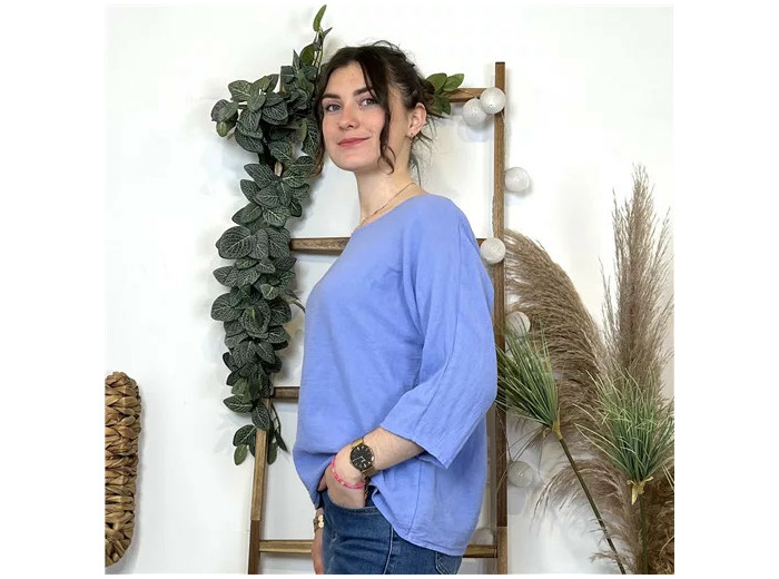 L461- Tunique coton / lin (Tu) 🇮🇹 (bleu indigo)