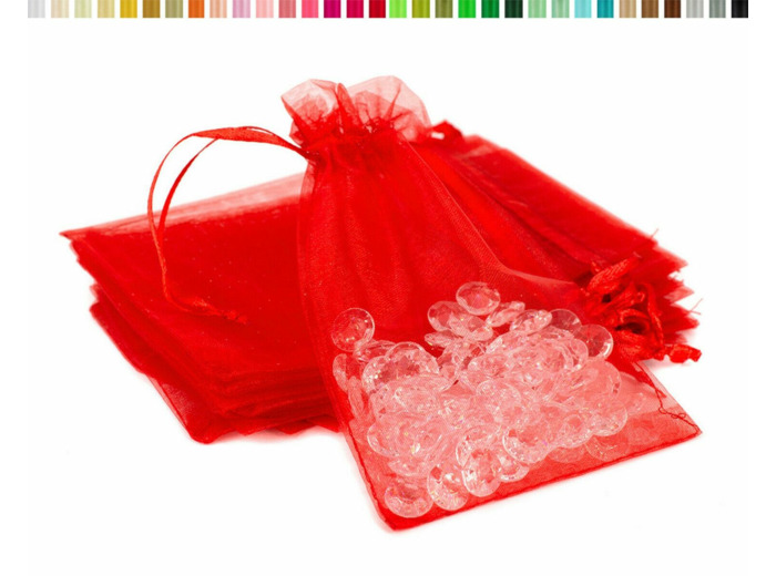 Lot de10 sacs en organza a nouer 7x9 cm pour bijoux rouge
