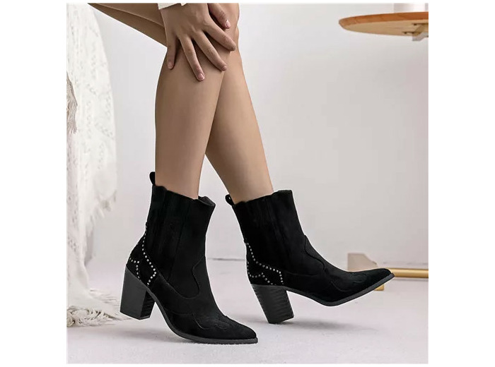 R393- Bottine santiags "Moow" (T36-T41) (noir)