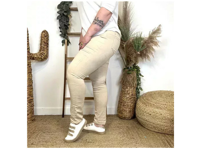 N322- Jean coupe Slim Voggo (T42-T50) (beige)