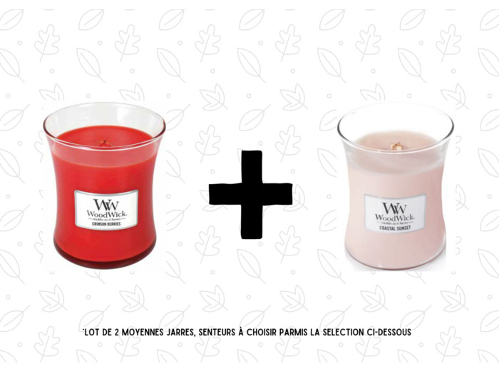 Offre exceptionnelle : Lot de 2 bougies (Moyenne Jarre) au choix parmi ces senteurs - Nous préciser les senteurs en commentaire