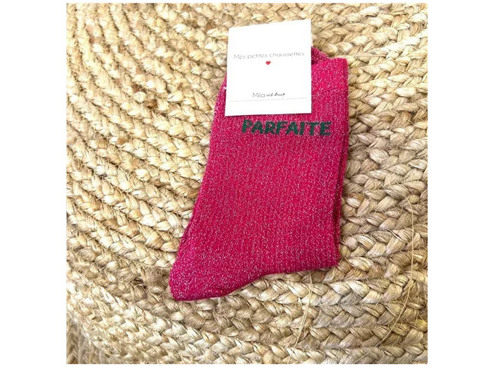 V313- Chaussettes paillettes "Parfaite" (fuchsia)