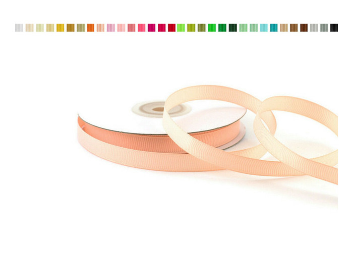 Ruban gros grain 10 mm de large bobine de 25 metres de long abricot