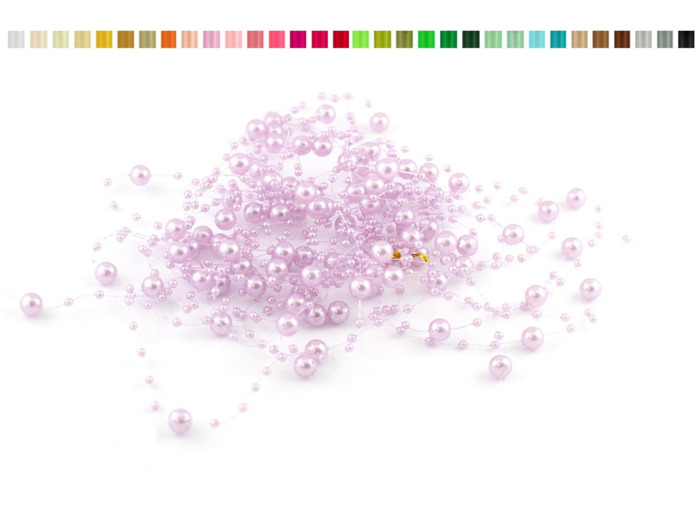 Lot de 5 guirlandes de perles de 1,30m de long chacune parme