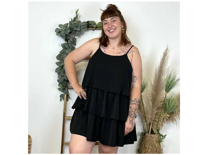 L011- Robe Charleston unie (T40-T48) (noir)