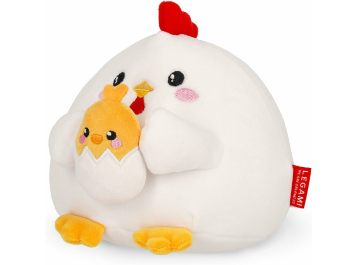 Legami - Peluche Super Soft!, thème Hen, Format Mini, avec Carte d'Identité Personnalisable, Tient Debout, 14x15x12 cm