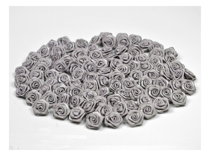 Sachet de 20 petites rose en satin 15 mm GRIS 012