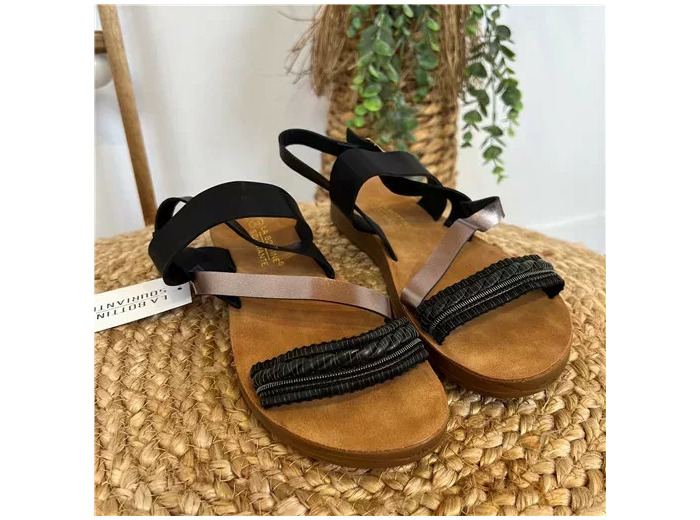 R565- Sandales "La bottine souriante" (noir)