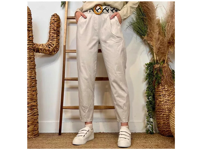L750- Pantalon coupe fuseau (TU) 🇮🇹 (beige)