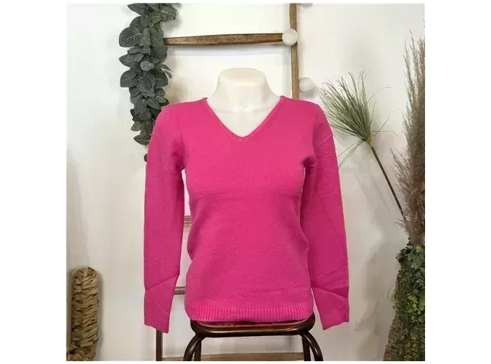 Y254- Tricotonic Col V, les T36 & 40 (fuchsia)