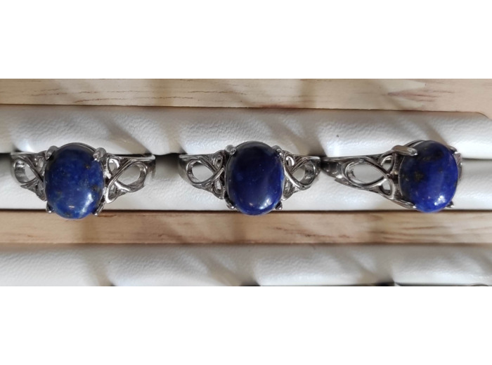 Bague Lapis Lazuli en acier inoxydable et ajustable