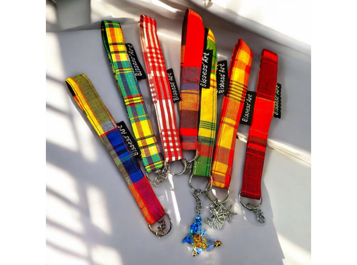 Porte-clés en tissu Madras vibrant