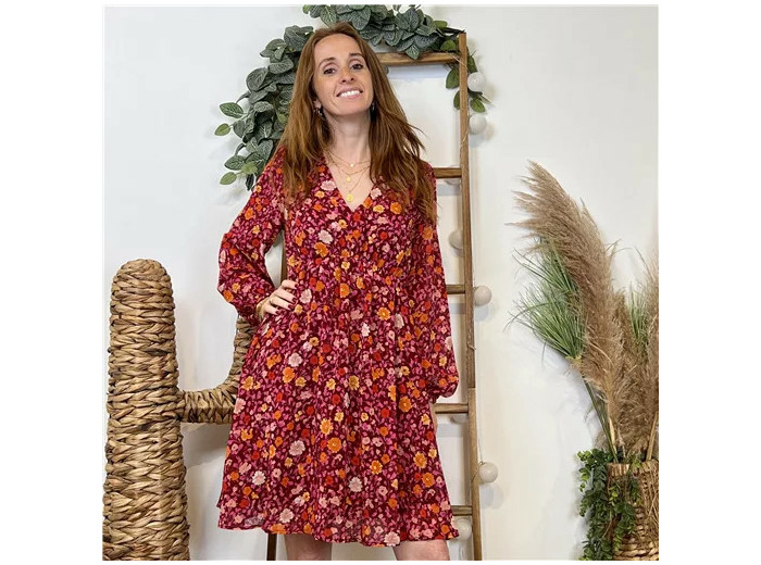 K071- Robe Cerise Blue (T36-T42) (bordeaux)