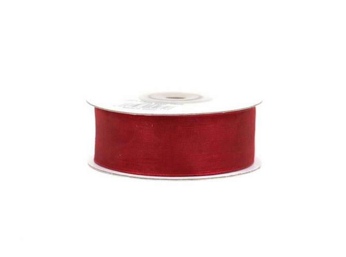 Ruban organza 25 mm de large bobine de 25 metres de long bordeaux
