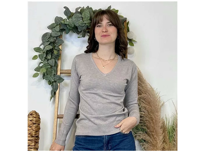 Y372- Pull FIN sans laine «Voggo» (T36-T48) (gris)