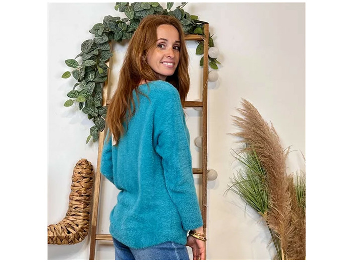K121- Pull « Pilou Pilou » (Tu) 🇮🇹 (bleu canard)