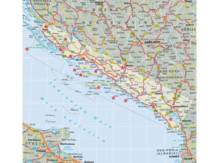 DALMATIE, COTE CROATE - CENTRE ET SUD 1 : 200 000